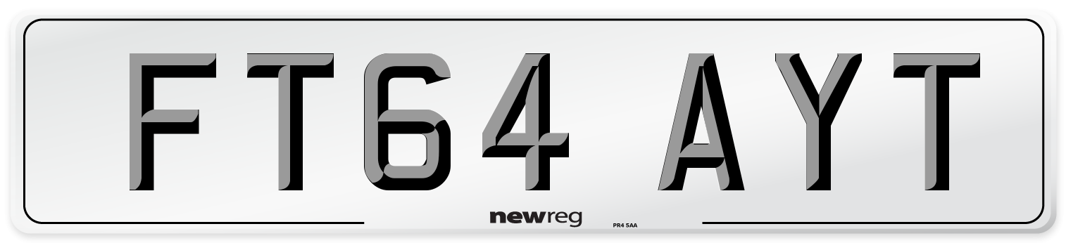 FT64 AYT Number Plate from New Reg